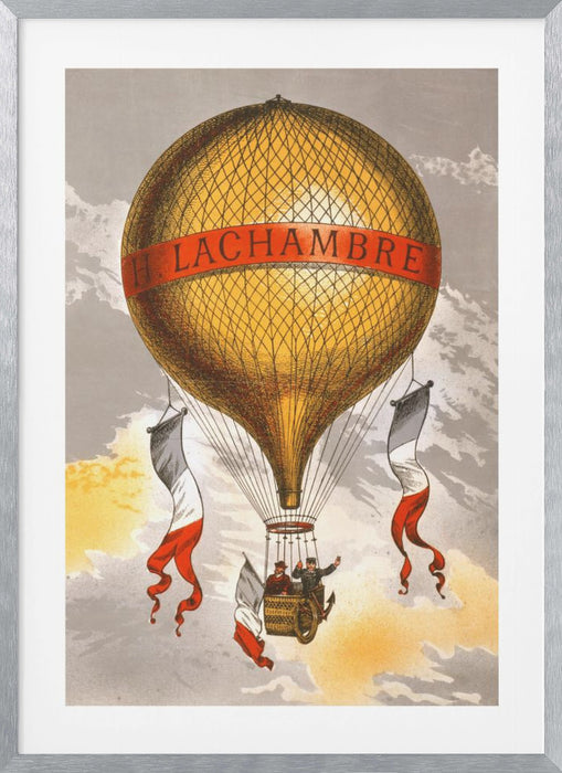 Balloon Labeled With Two Men Riding In the Basket 1880 Framed Art Wall Decor