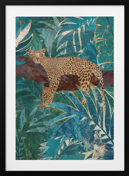 Lazy Leopard in the jungle Framed Art Modern Wall Decor