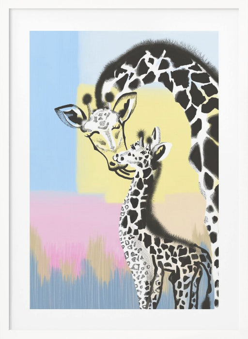 Mama giraffe and baby Framed Art Wall Decor