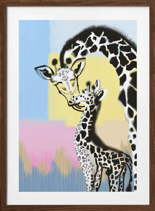 Mama giraffe and baby Framed Art Wall Decor