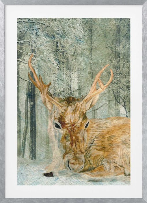 Reindeer In the Forest Framed Art Modern Wall Decor