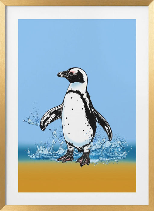 Penguin Splish Splash Framed Art Modern Wall Decor