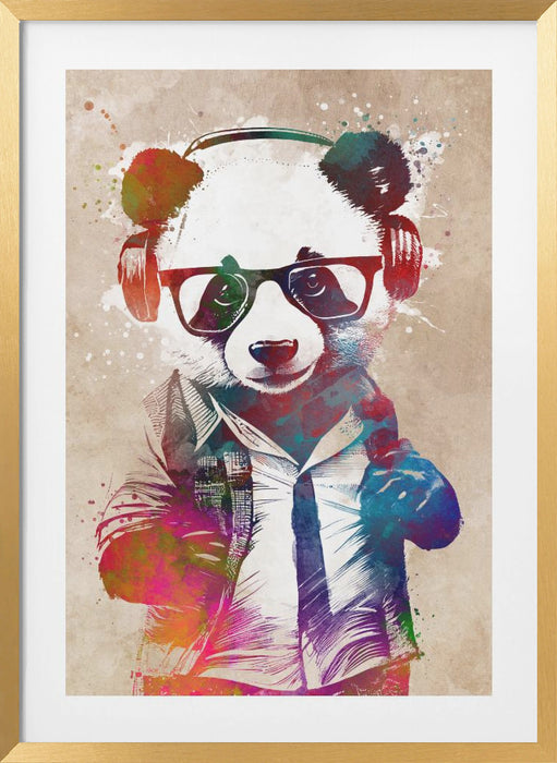 Hipster Panda Framed Art Modern Wall Decor