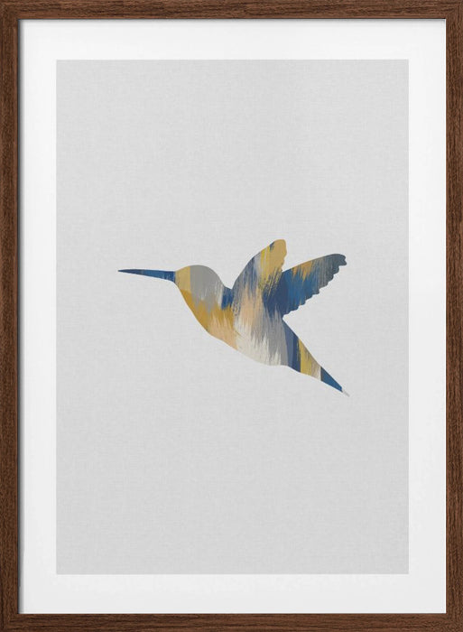 Blue & Yellow Hummingbird I Framed Art Modern Wall Decor