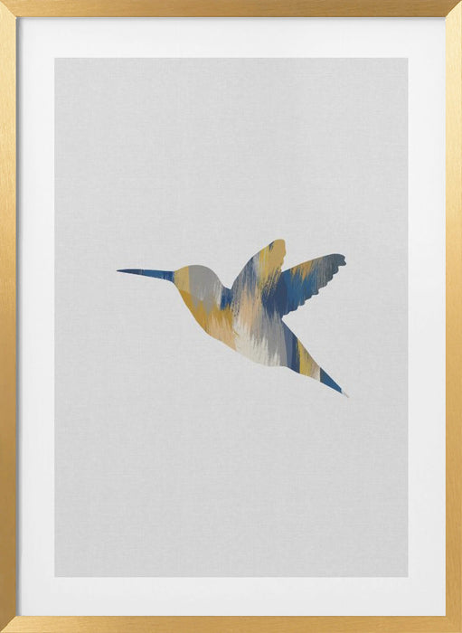 Blue & Yellow Hummingbird I Framed Art Modern Wall Decor