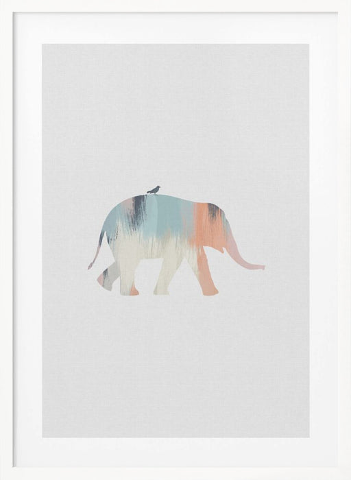 Pastel Elephant Framed Art Wall Decor