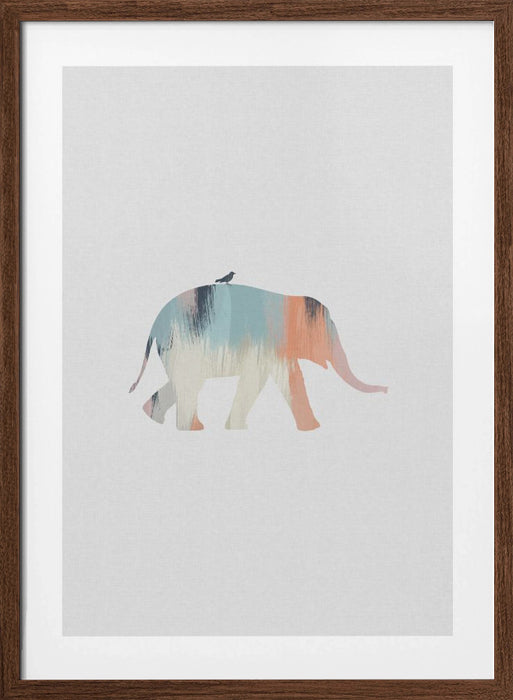 Pastel Elephant Framed Art Wall Decor