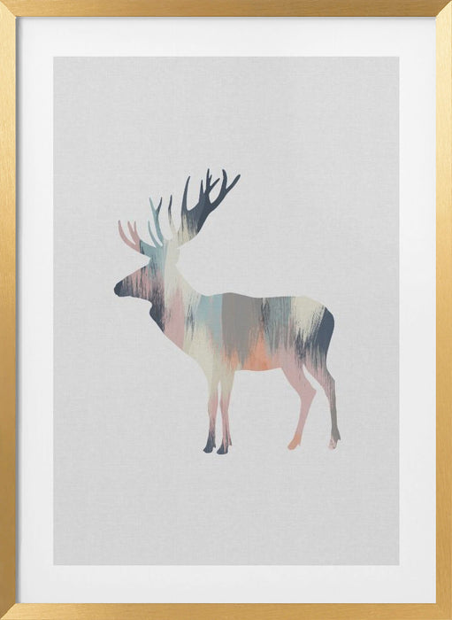 Pastel Moose Framed Art Wall Decor