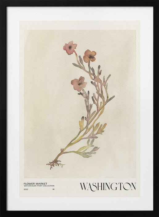 Watercolor print collection. Flower market - Washington Framed Art Modern Wall Decor