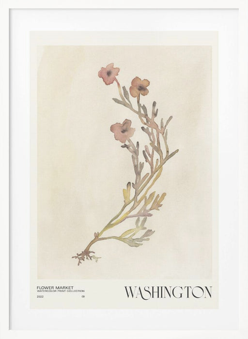 Watercolor print collection. Flower market - Washington Framed Art Modern Wall Decor