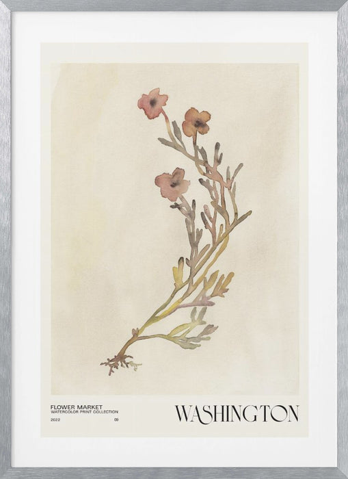 Watercolor print collection. Flower market - Washington Framed Art Modern Wall Decor