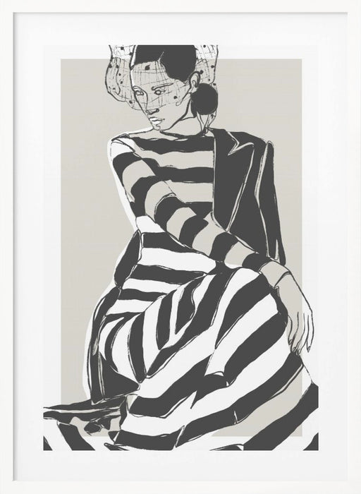 Striped Dress Framed Art Modern Wall Decor