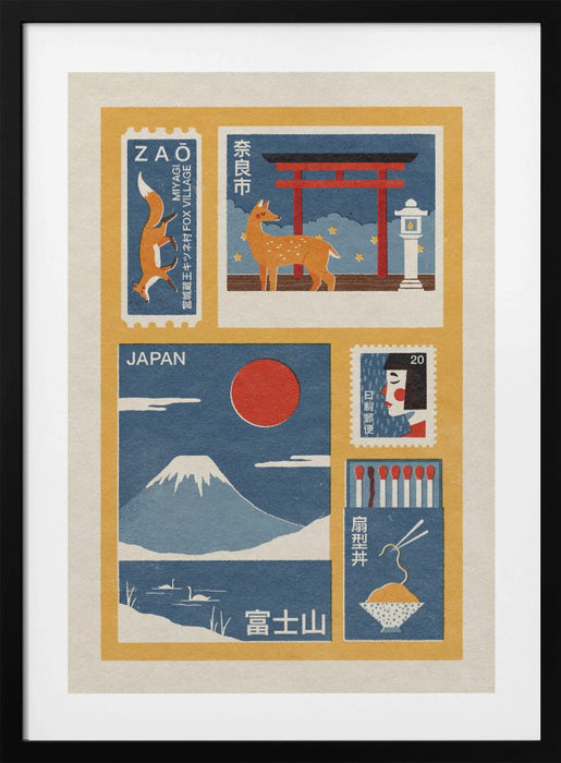 Japanese Ephemera Framed Art Modern Wall Decor