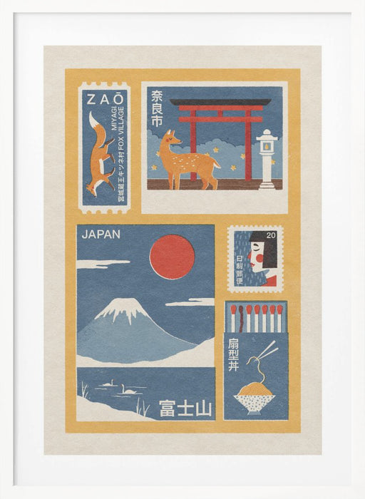 Japanese Ephemera Framed Art Modern Wall Decor