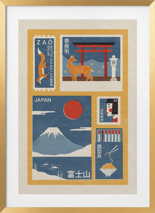 Japanese Ephemera Framed Art Modern Wall Decor