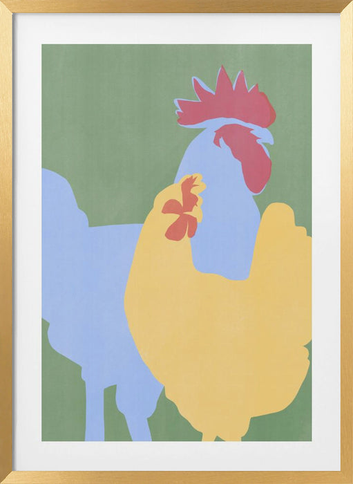 Farm Chicken Framed Art Modern Wall Decor