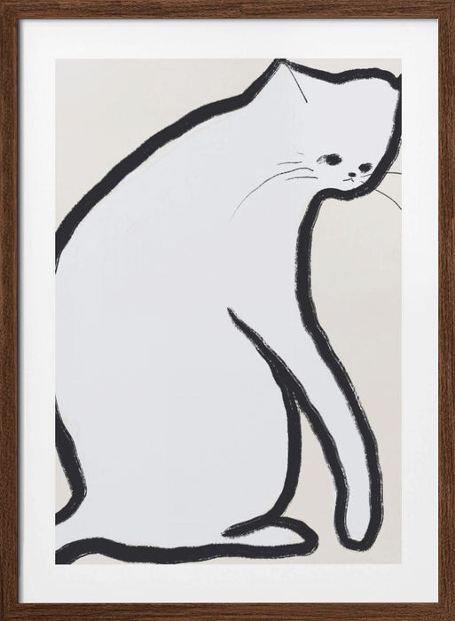 White cat Framed Art Modern Wall Decor