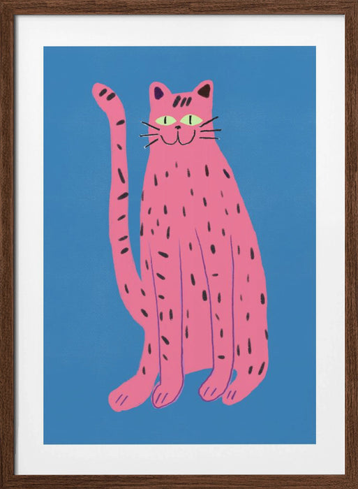 Pink cat Framed Art Modern Wall Decor