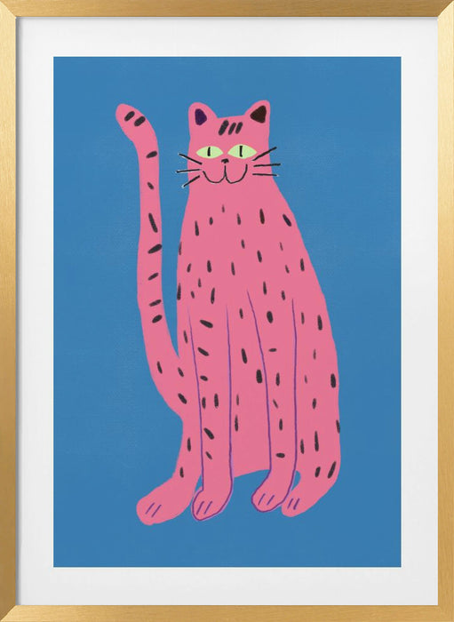 Pink cat Framed Art Modern Wall Decor