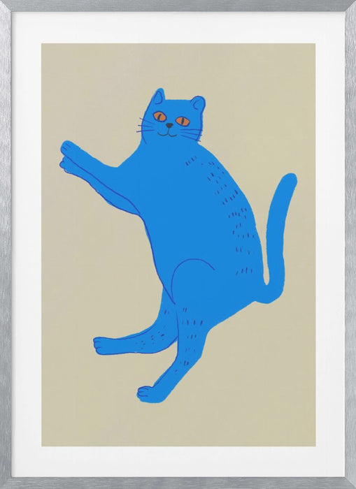 Blue cat Framed Art Modern Wall Decor