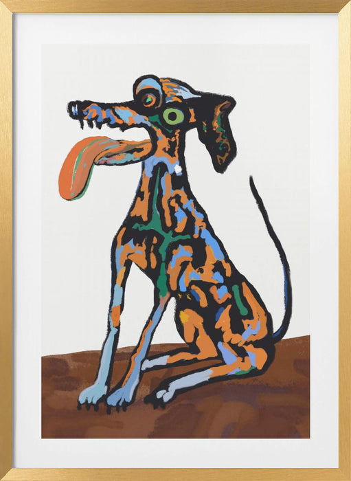 Crazy dog portrait Framed Art Modern Wall Decor
