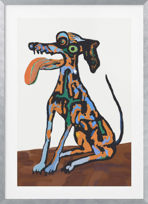 Crazy dog portrait Framed Art Modern Wall Decor