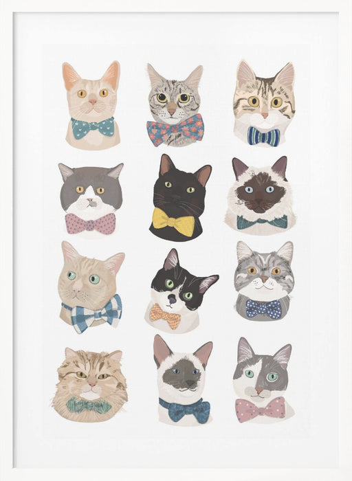 Cats In Bow Tie Framed Art Wall Decor