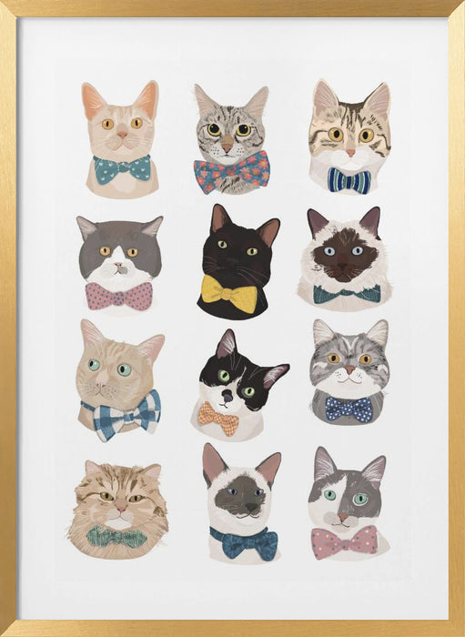 Cats In Bow Tie Framed Art Wall Decor