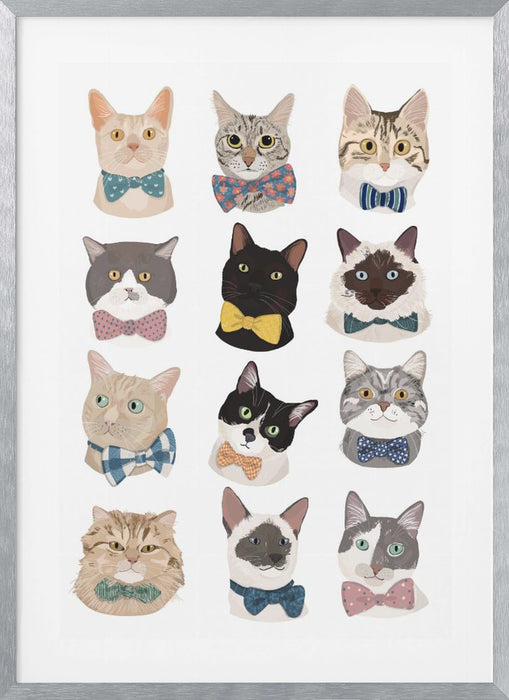 Cats In Bow Tie Framed Art Wall Decor