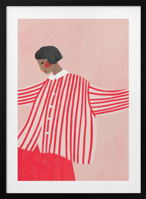 The Woman With the Red Stripes Framed Art Modern Wall Decor