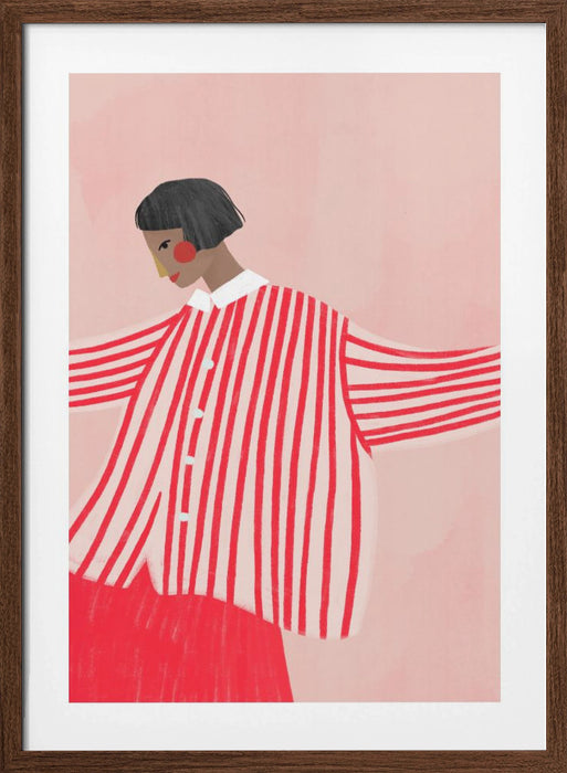 The Woman With the Red Stripes Framed Art Modern Wall Decor