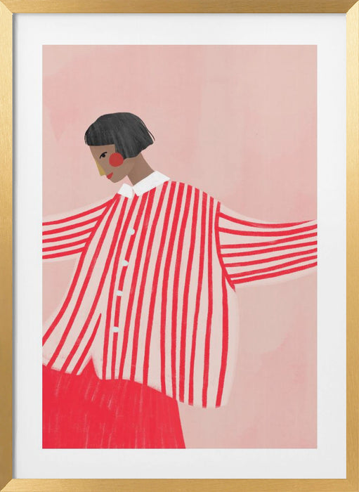 The Woman With the Red Stripes Framed Art Modern Wall Decor