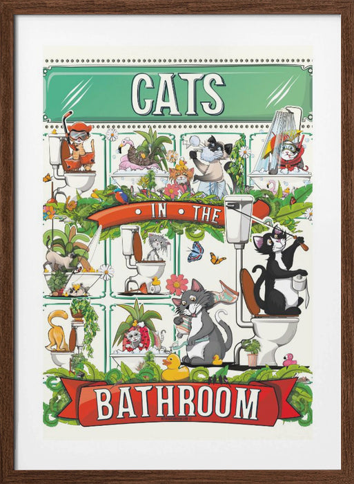 Cats In the Bathroom Framed Art Modern Wall Decor