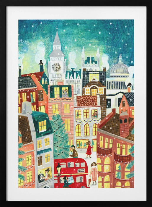 Christmas London in the snow Framed Art Modern Wall Decor