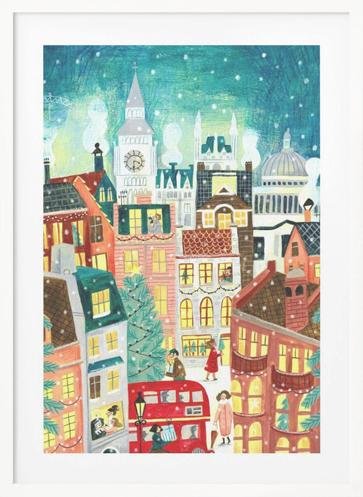 Christmas London in the snow Framed Art Modern Wall Decor