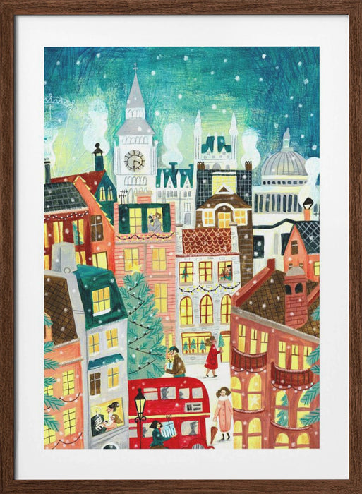 Christmas London in the snow Framed Art Modern Wall Decor