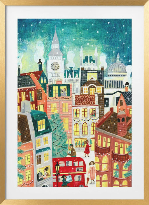 Christmas London in the snow Framed Art Modern Wall Decor