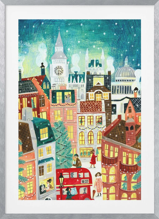 Christmas London in the snow Framed Art Modern Wall Decor