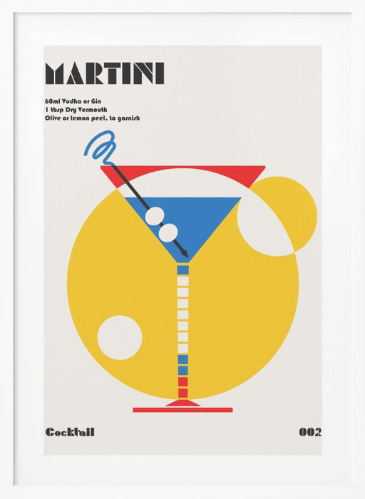 Martini Bauhaus Cocktail Framed Art Modern Wall Decor