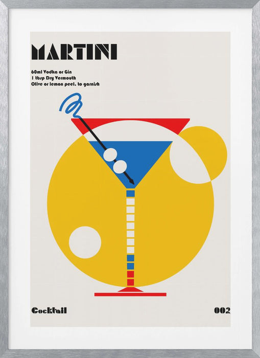 Martini Bauhaus Cocktail Framed Art Modern Wall Decor