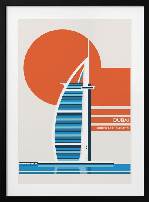 Dubai Burj Al Arab Minimalist Retro Travel Print Framed Art Modern Wall Decor