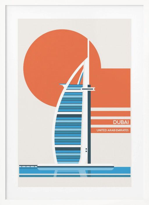 Dubai Burj Al Arab Minimalist Retro Travel Print Framed Art Modern Wall Decor