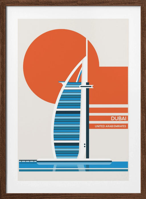 Dubai Burj Al Arab Minimalist Retro Travel Print Framed Art Modern Wall Decor