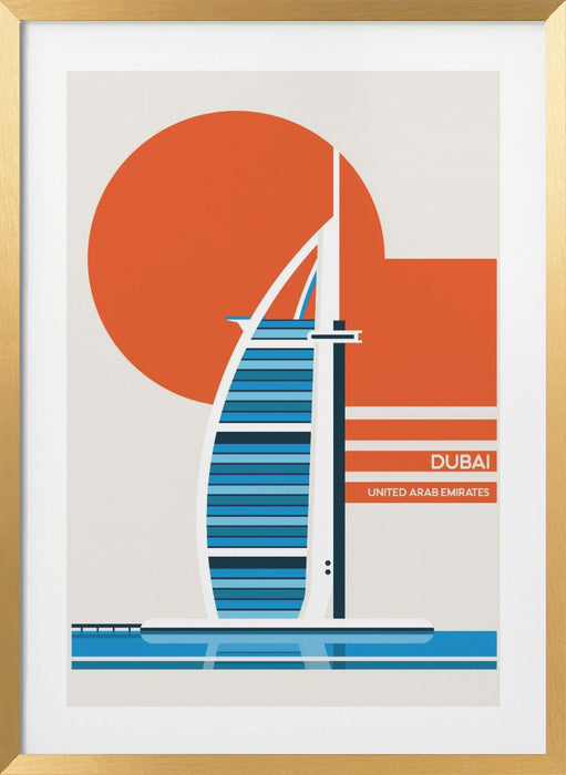 Dubai Burj Al Arab Minimalist Retro Travel Print Framed Art Modern Wall Decor