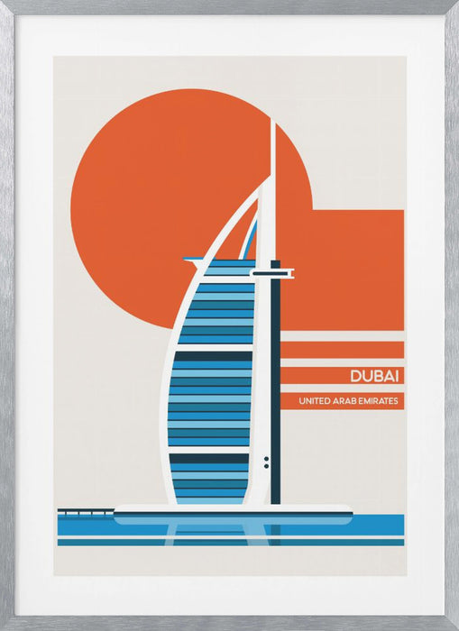 Dubai Burj Al Arab Minimalist Retro Travel Print Framed Art Modern Wall Decor