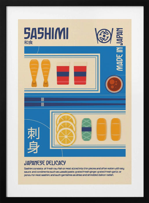 Sashimi Japanese Food Print Framed Art Modern Wall Decor