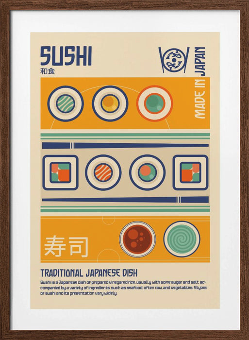 Sushi Japanese Food Print Framed Art Modern Wall Decor