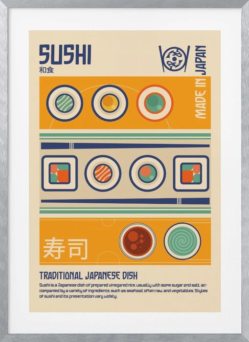 Sushi Japanese Food Print Framed Art Modern Wall Decor