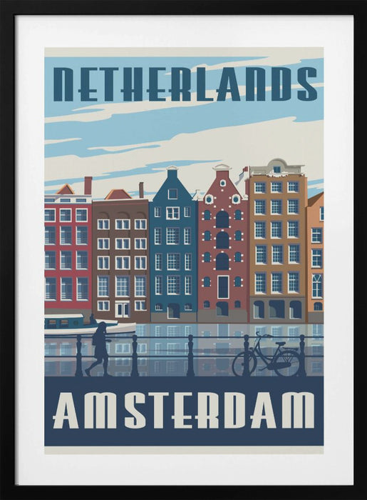 Amsterdam Travel Print Framed Art Modern Wall Decor