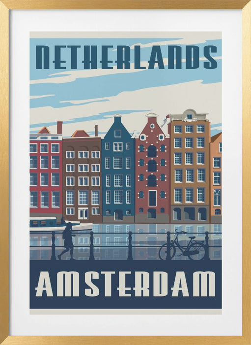 Amsterdam Travel Print Framed Art Modern Wall Decor